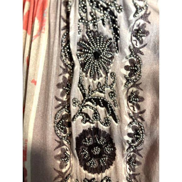 Anthropologie Geisha Designs Patchwork Cotton & Silk Tiered Maxi Dress Lined M - Picture 5 of 8